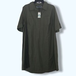 NWT Karen Scott Olive Cotton Swing Dress Sz 0X